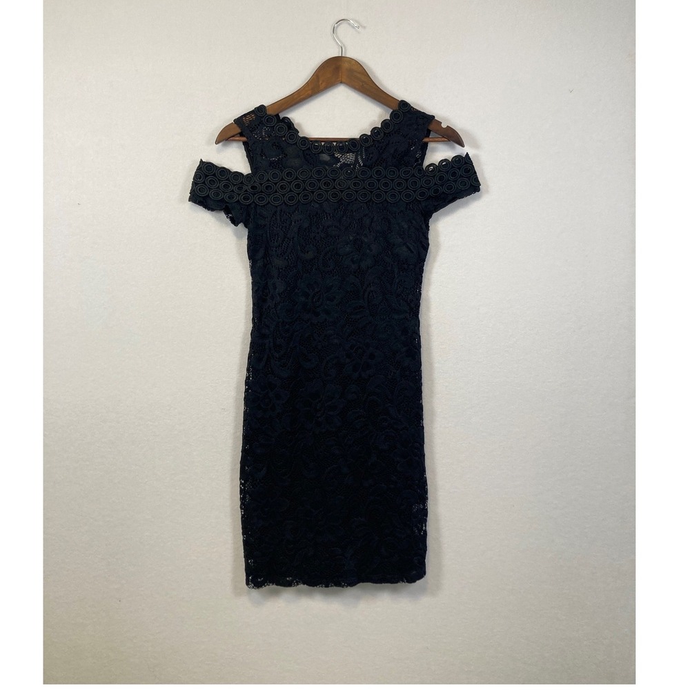 U2B Black Lace Cold Shoulder‎ Sheath Dress Style 65855